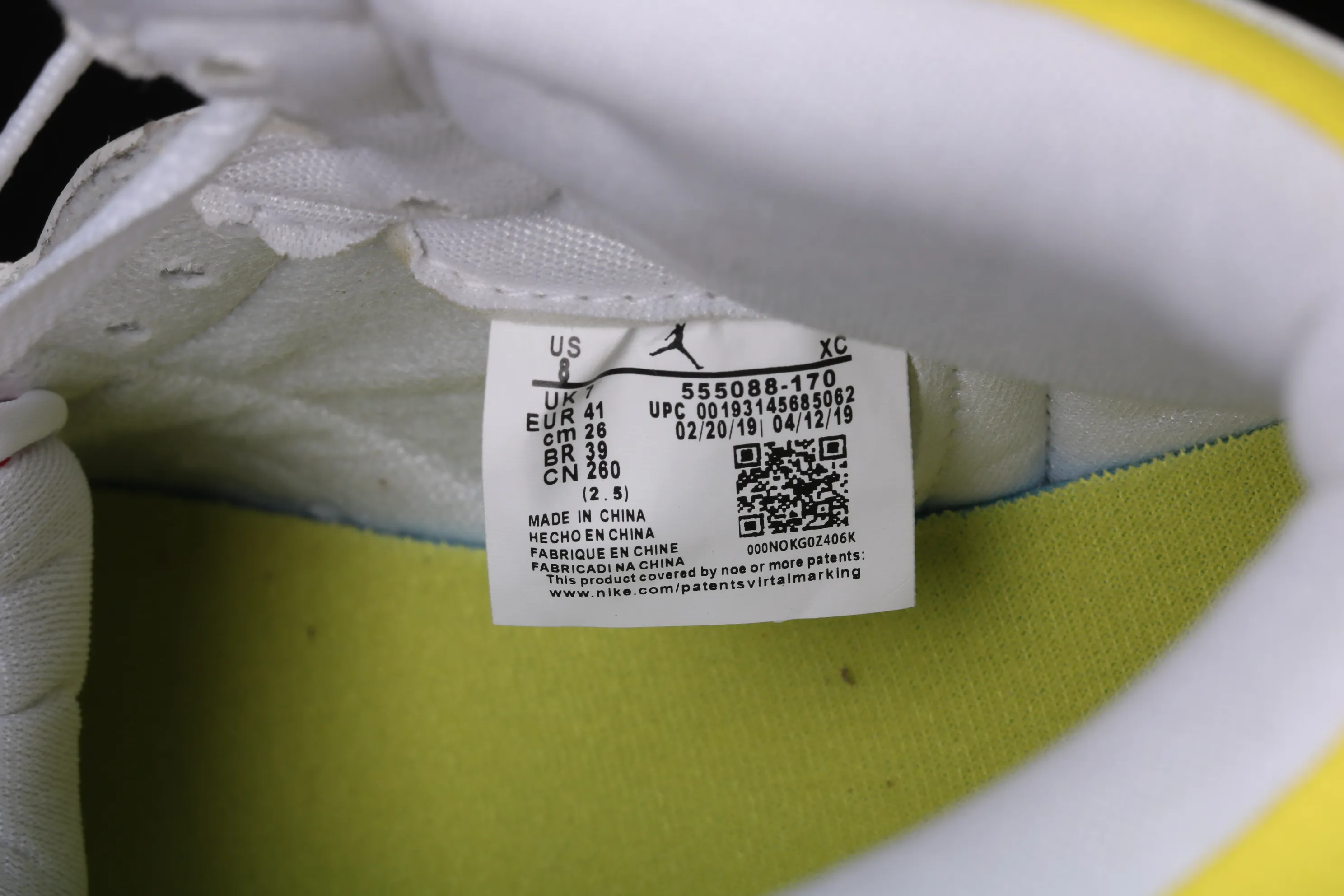 All categories Air Jordan Jordan series basketball shoes Air Jordan 1 High Air Jordan 1 High OG "First Class Flight" Style AJ1 Joe 1 first class flight white and yellow Flight QR code basketball shoes 555088-170